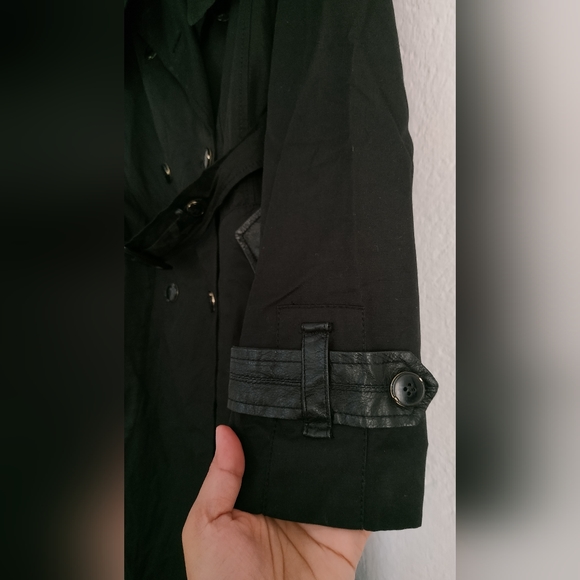 Double Breasted Trench Coat (Black) - Picture 8 of 14